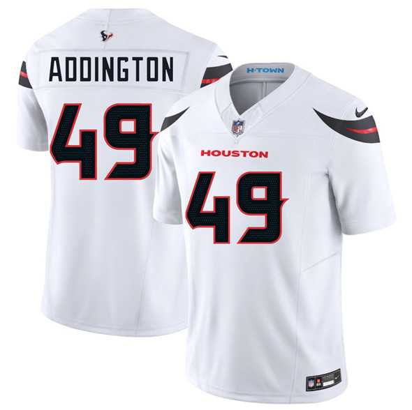 Men & Women & Youth Houston Texans #49 Tucker Addington White 2025 F.U.S.E. Vapor Limited Stitched Jersey->houston texans->NFL Jersey